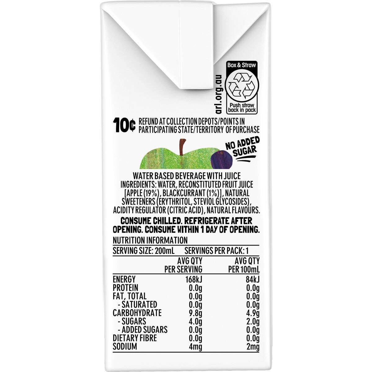 Prima No Added Sugar Drink Apple Blackcurrant 6 X200ml