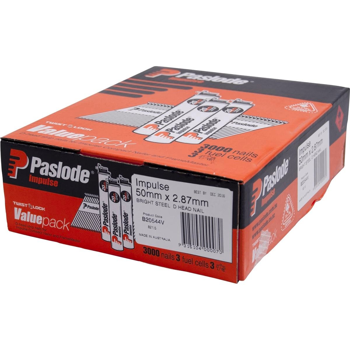 Paslode 50mm D Head Impulse Nails 3000 Pack Steel Easy Carry