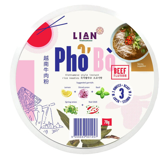Lian Vietnamese Pho Rice Noodle Beef 70g