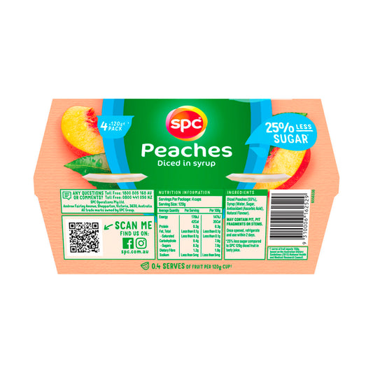 SPC Peach Cup Less Sugar - 4 pack