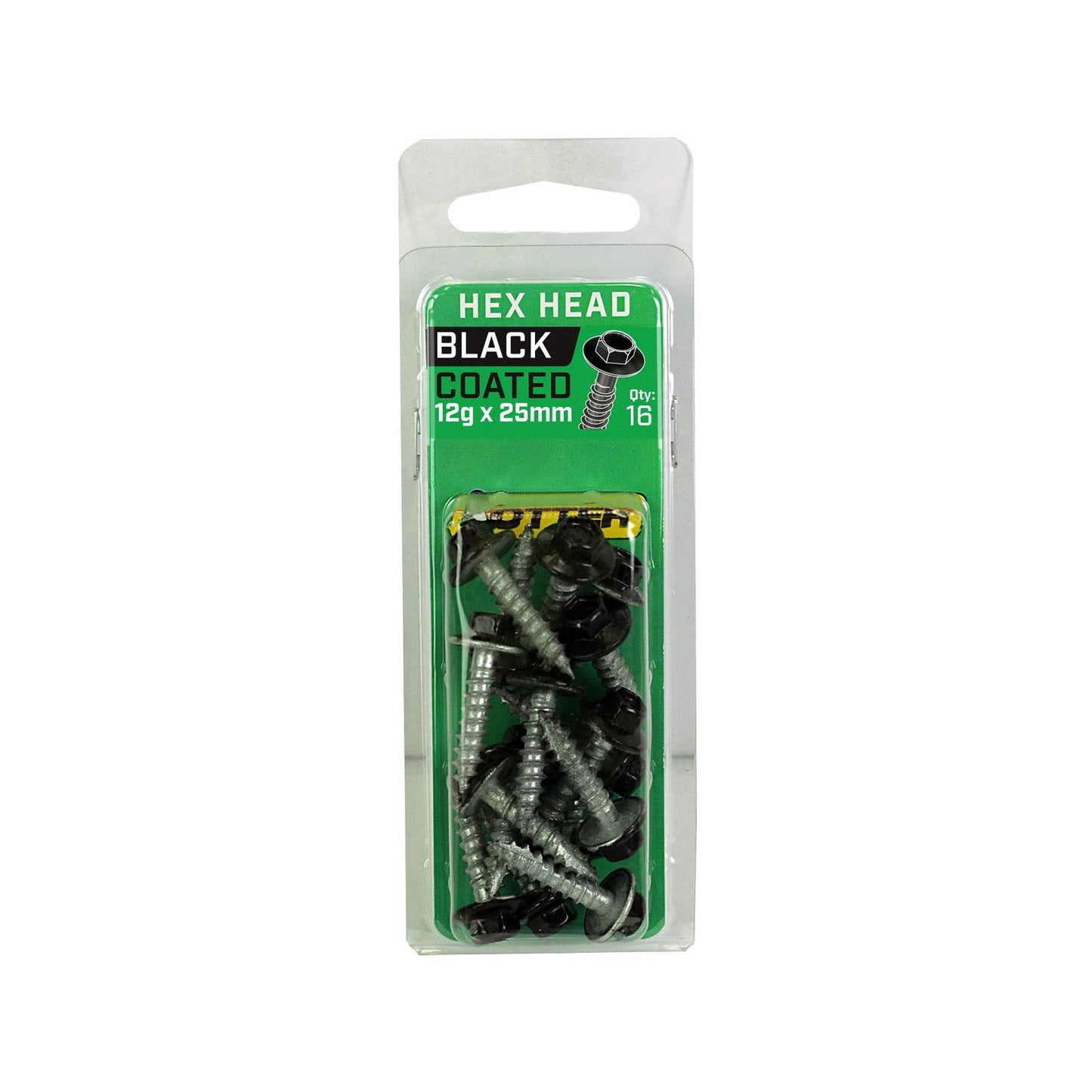 Otter Black Hex Head Screws - 12 x 25mm - 16 Pack