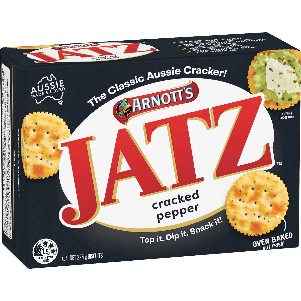 Arnott's Jatz Cracked Pepper Cracker Biscuits 225g