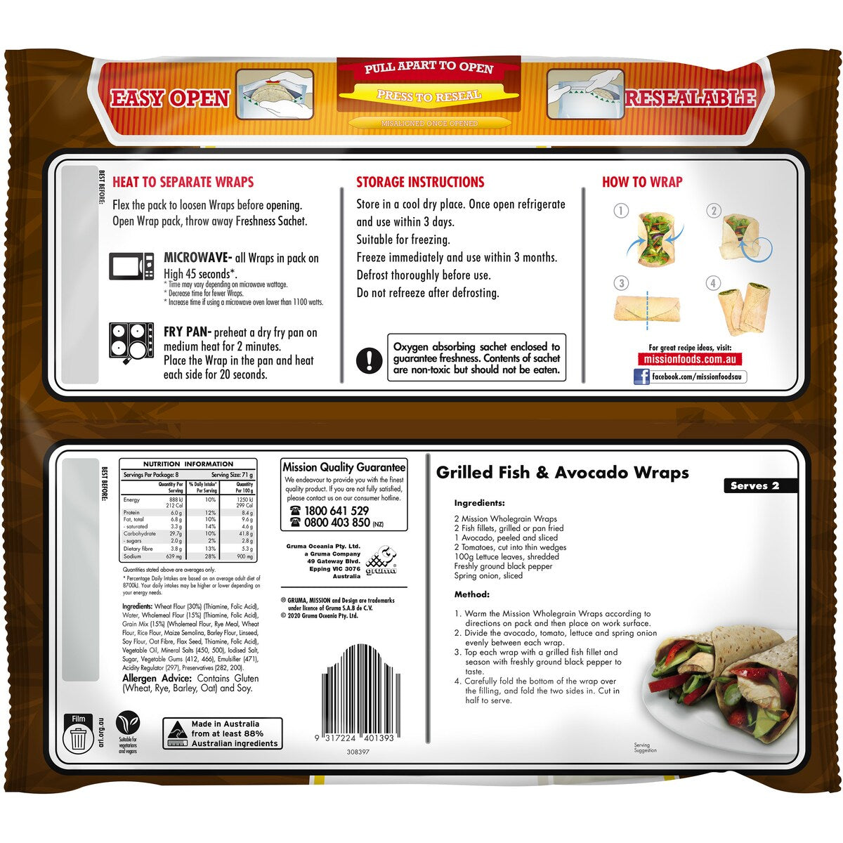 Mission Wraps Wholegrain 8 Pack 567g