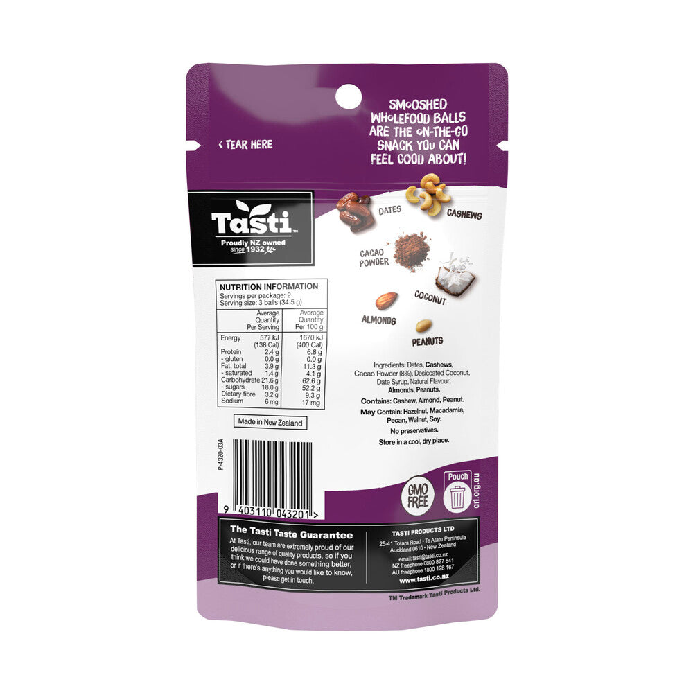 Tasti Smooshed Wholefood Balls Cacao Brownie | 69g