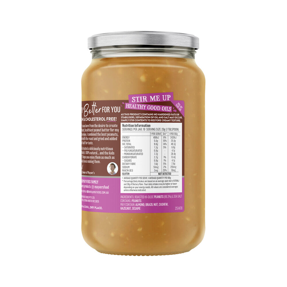 Mayvers Dark Roasted Extra Crunchy Natural Peanut Butter - 375g