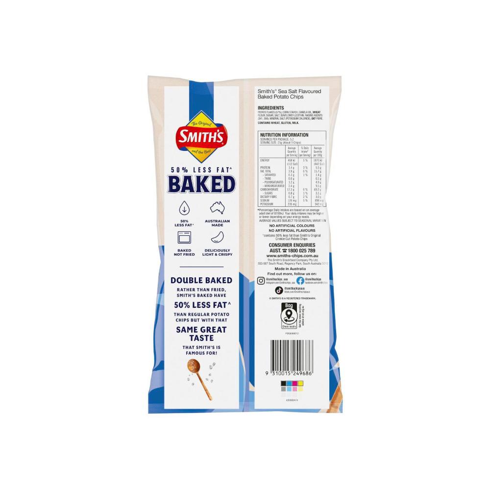 Smith's Oven Baked Potato Chips Share Pack Sea Salt - 130g