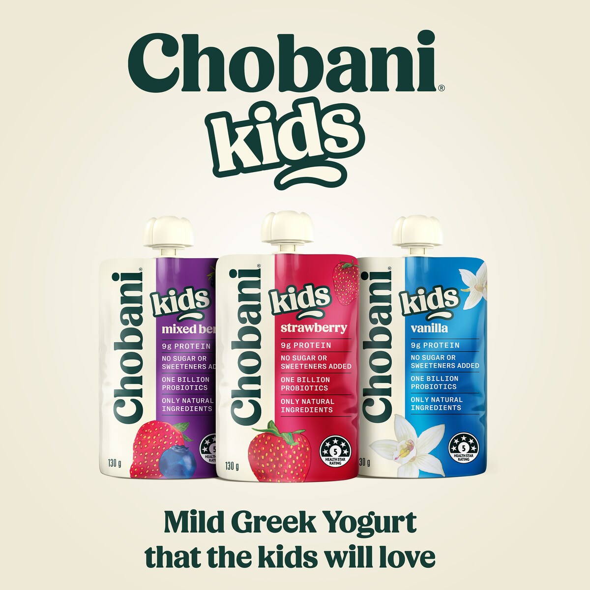 Chobani Kids Yogurt Pouch Vanilla 130g