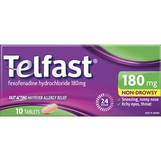 Telfast Hayfever Allergy Relief 180mg Antihistamine Tablets 10 Pack