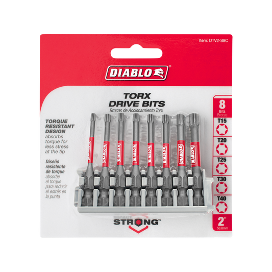 Diablo Torx Drive Bit T15 T20 T25 T30 T40 50.8mm 8 Pack
