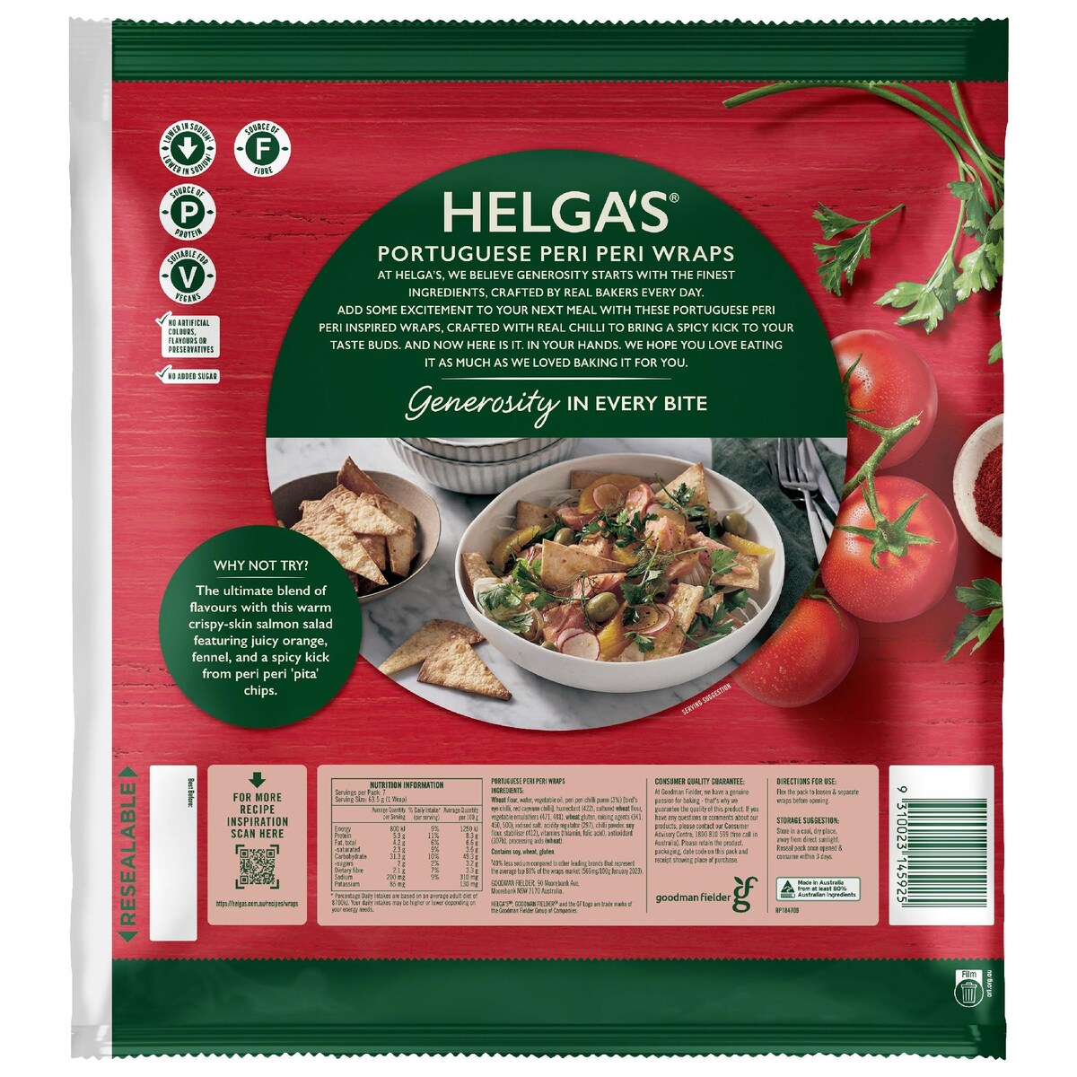 Helgas Portuguese Peri Peri Wraps 7 Pack