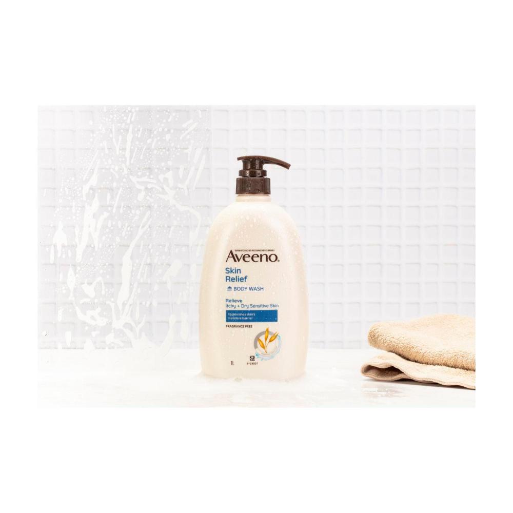 Aveeno Skin Relief Gentle Fragrance Free Body Wash Relieve Extra Dry Itchy Sensitive Skin Ph-Balanced Cleanser - 1L