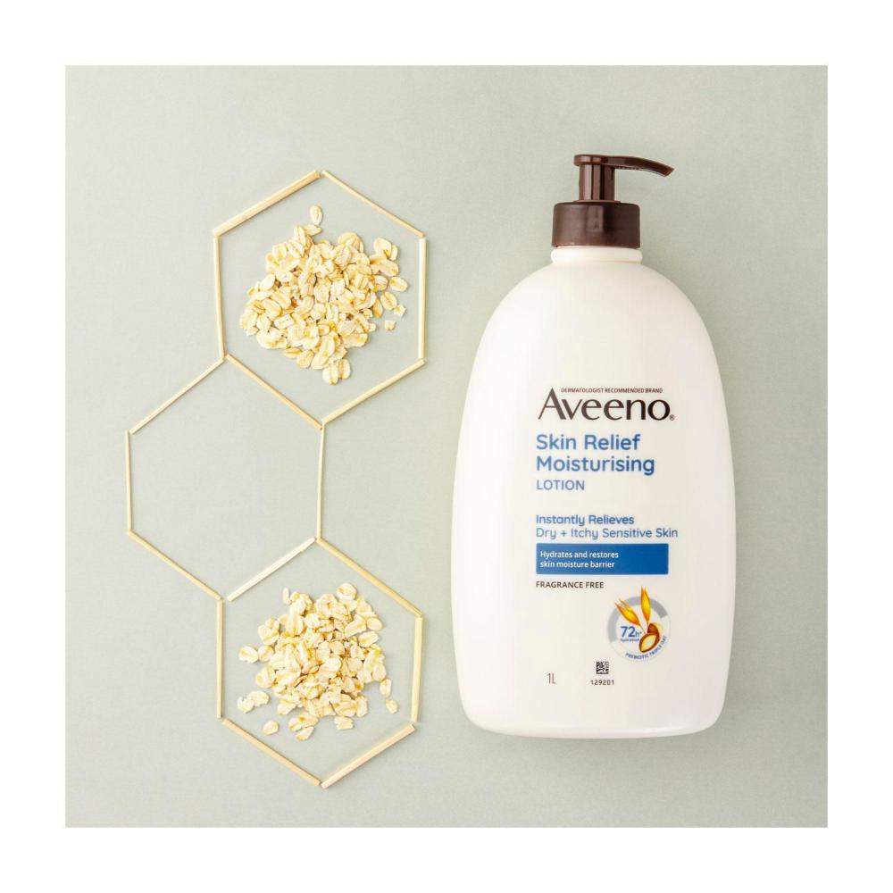 Aveeno Skin Relief Fragrance Free Body Lotion Shea Butter 72-hour Intense Hydration Protect Extra Dry Itchy Sensitive Skin - 1L