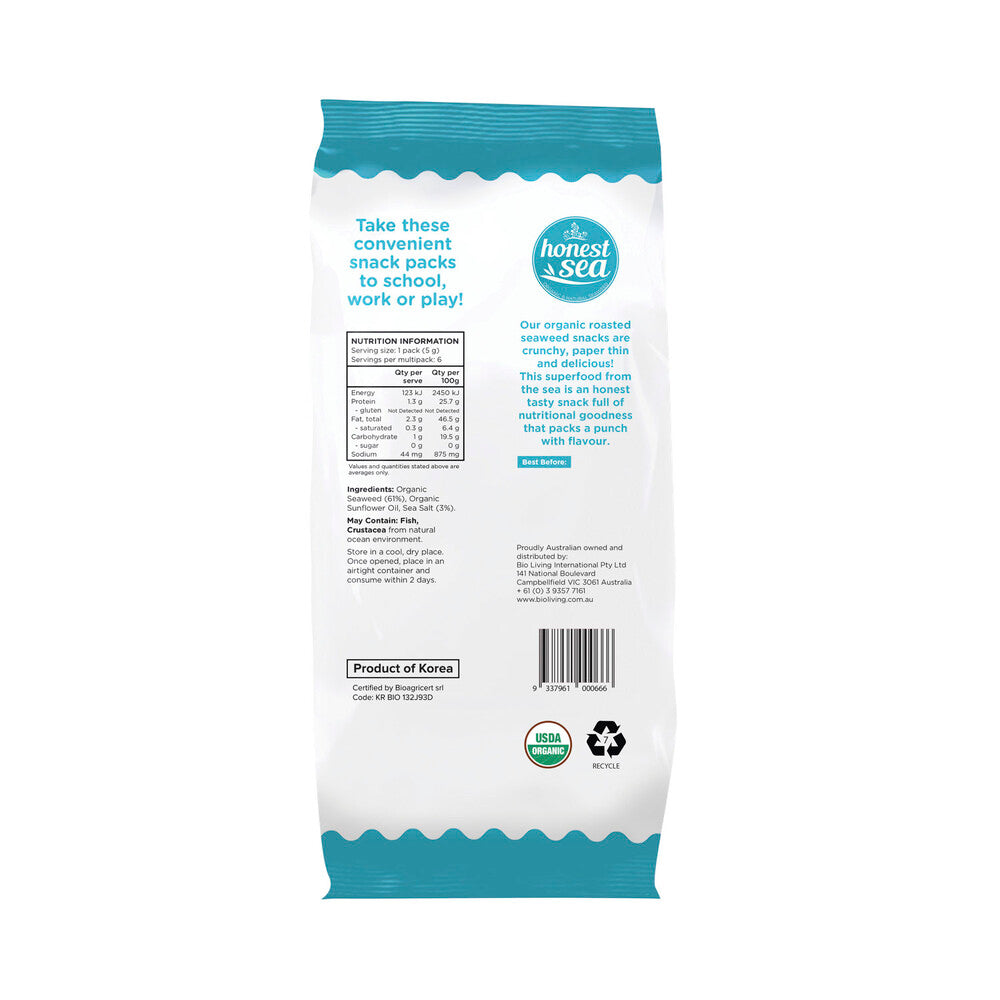 Honest Sea Seaweed Sea Salt Multipack 6x5g - 30g