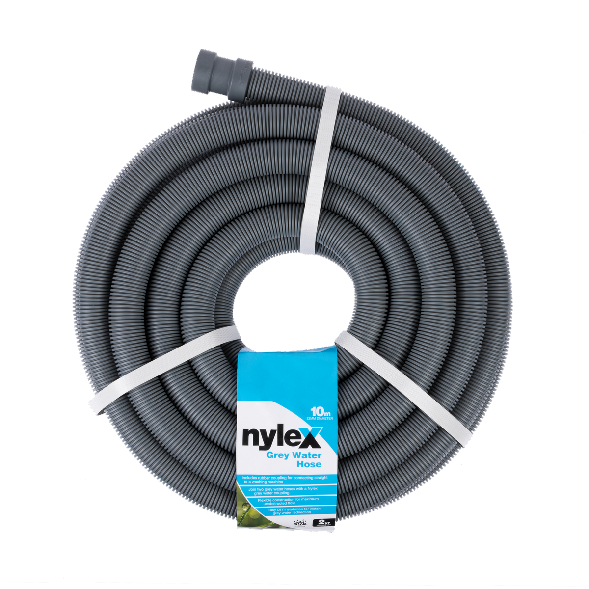 Nylex Grey Water Chief Hose 22mm x 10m Flexible Polypropylene Drainage