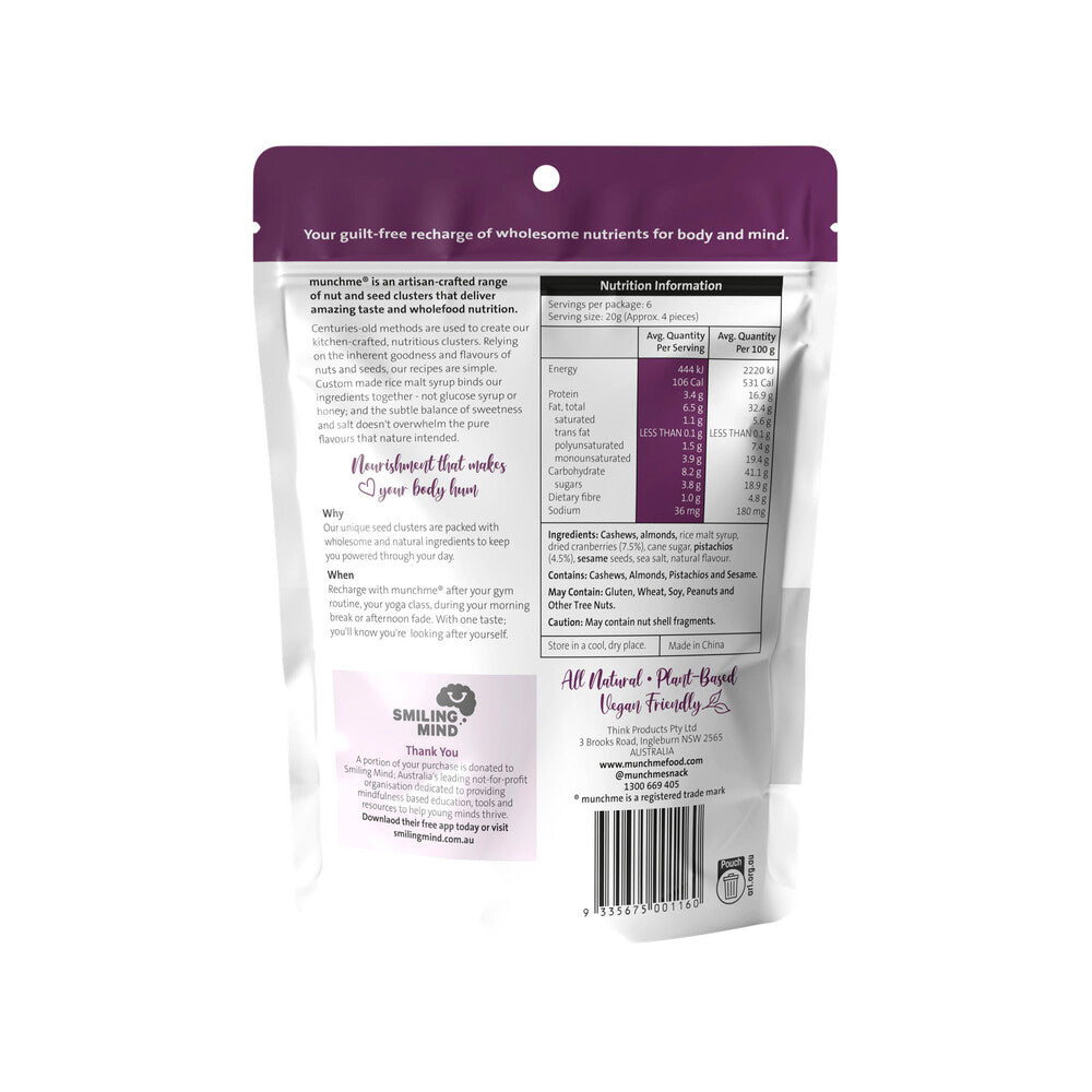 Munchme Nutritious Snack Pistachio Cranberry - 120g