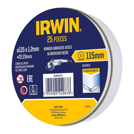 Irwin Metal Cut Off Disc 115mm 25pk - Aluminium Oxide - 2mm