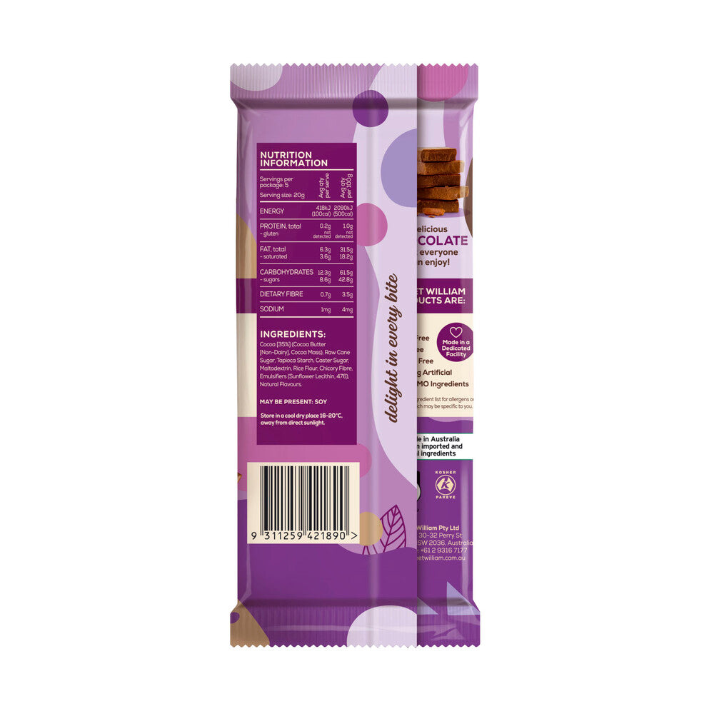 Sweet William Dairy Free Vegan Mylk Chocolate Block - 100g