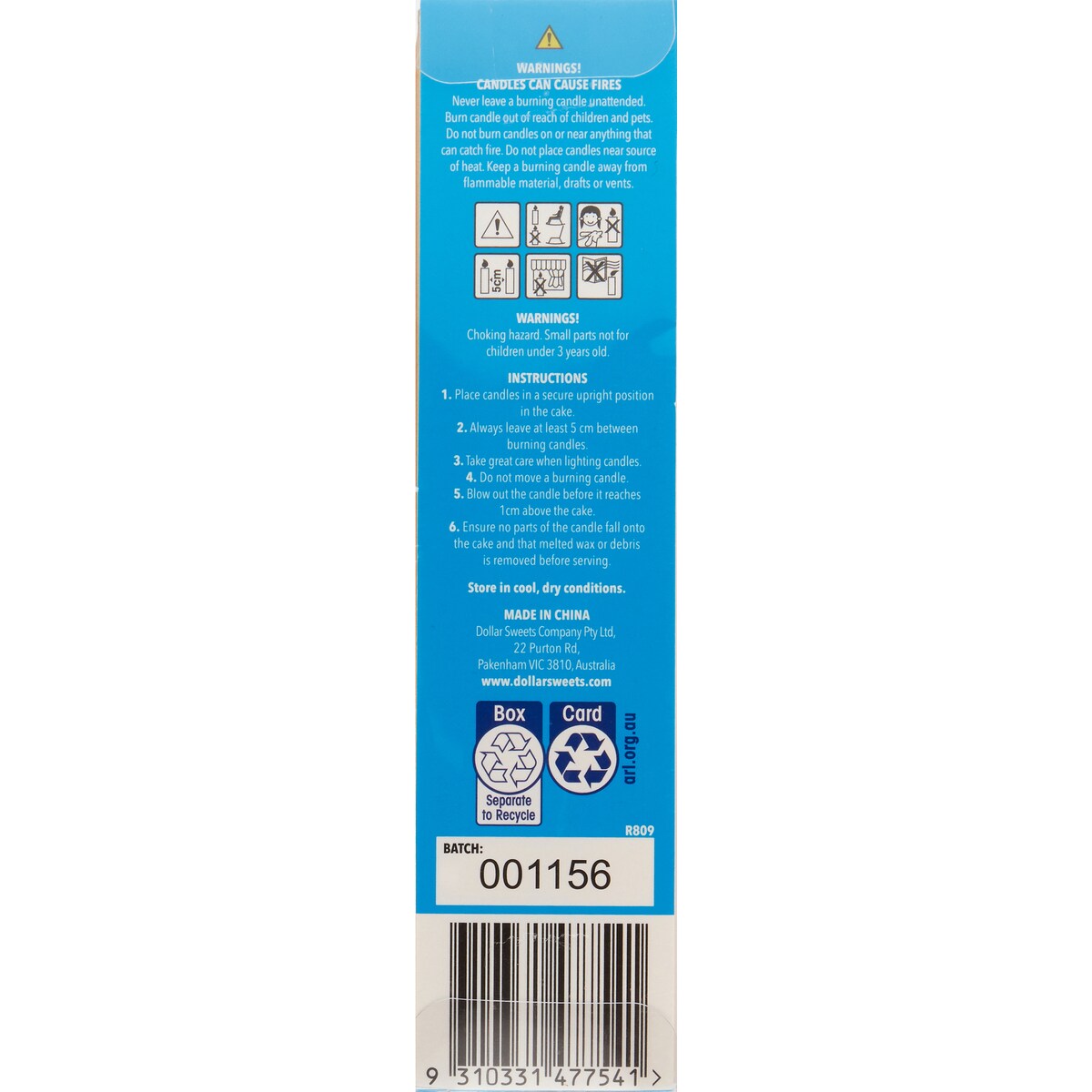 Dollar Sweets Tall Candles 12 Pack