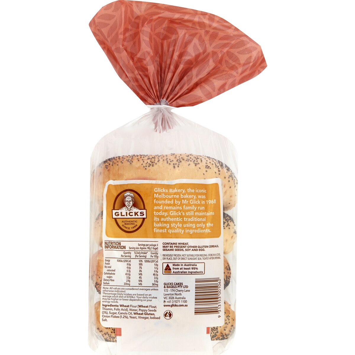 Glicks Bagels Poppy Seed & Onion 360g