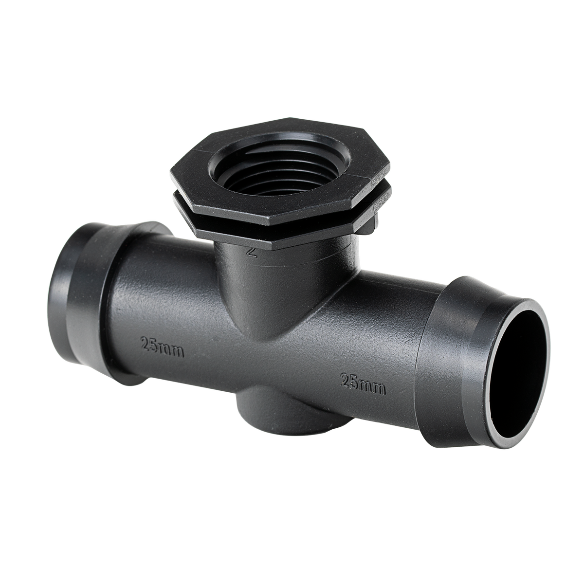 K Rain 25mm Barbed Tee 15mm Bsp Female 5 Pack - Black - 5 Pack