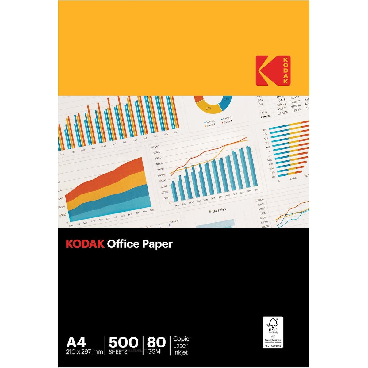 Kodak A4 Office 80gsm Copier Laser Inkjet Copy Print Paper Sheets 500 Pack