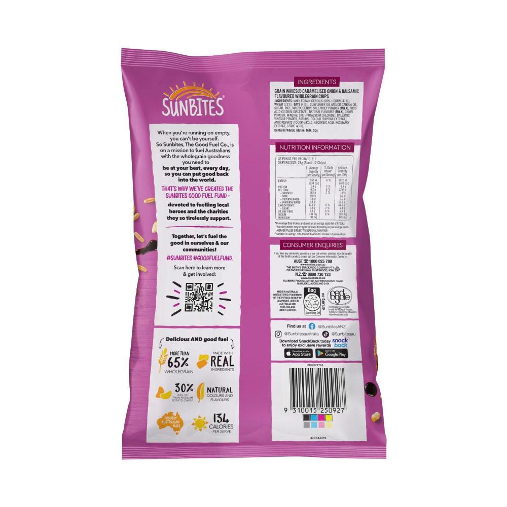 Sunbites Grainwaves Wholemeal Chips Caramelised Onion & Bal Vinegar - 170g