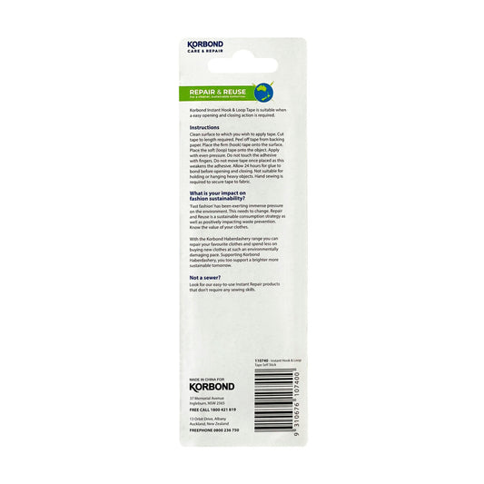 Korbond Hook & Loop Tape Self Stick - 1 pack