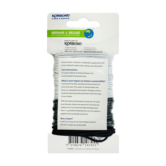Korbond Hat Elastic White/black - 1 pack
