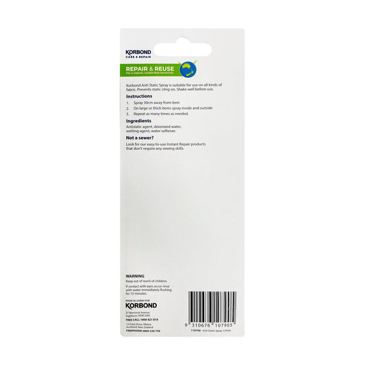 Korbond Anti Static Spray - 125mL