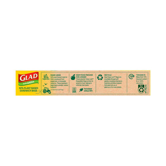 Glad To Be Green Sandwich Snaplock Plant Based Bags - 40 Pack