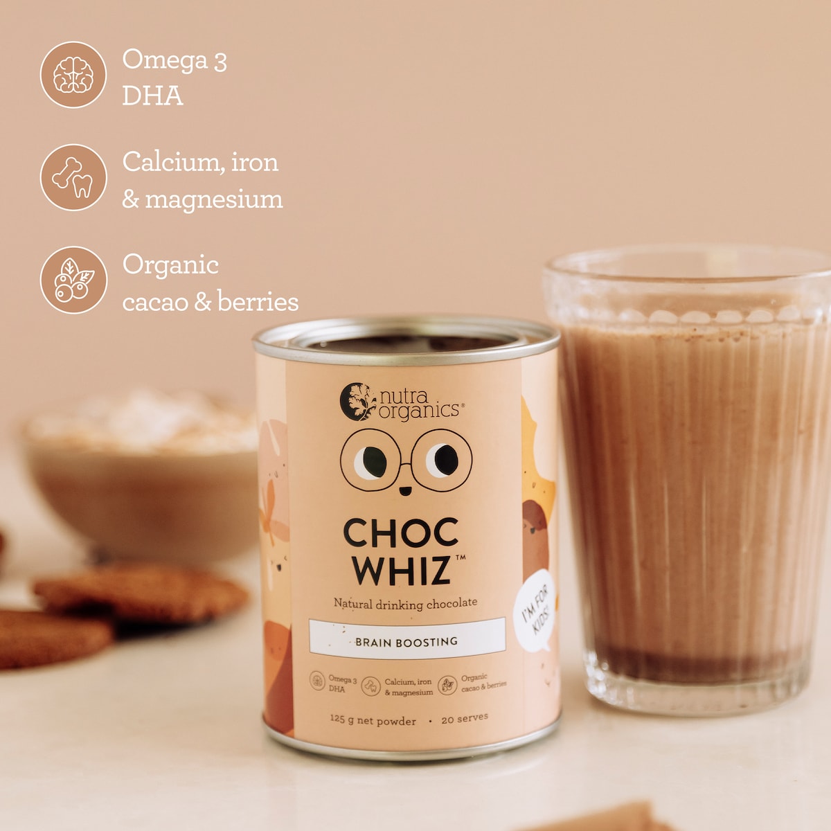 Nutra Naturals Choc Whiz Brain Boosting Drinking Chocolate 125g