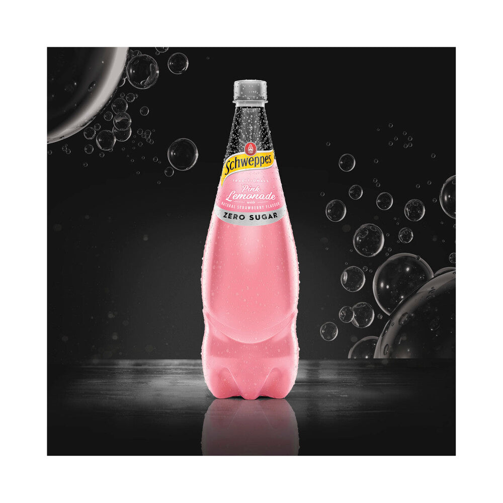 Schweppes Traditional Zero Sugar Pink Lemondade Soft Drink Bottle - 1.1L