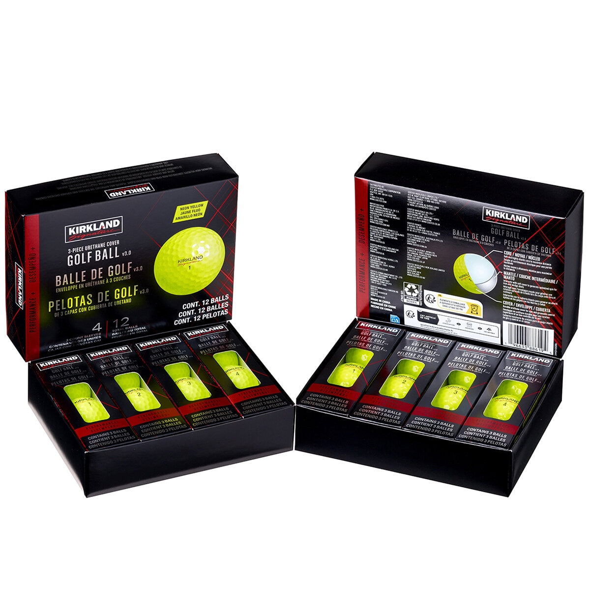 Kirkland Signature V3.0 Soft-Feel Urethane Golf Balls Neon Yellow 24 Pack
