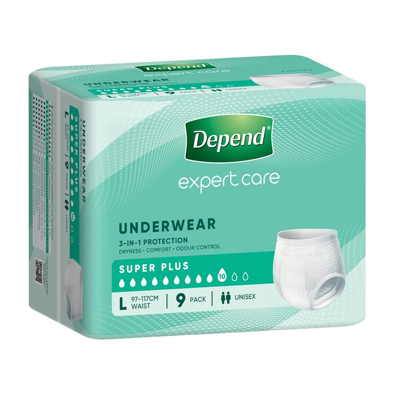 Depend Unisex Underwear Super Plus Large 9 Pack