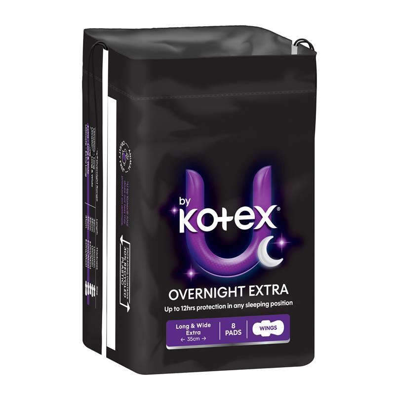 U by Kotex Maxi Pad Overnight Long Wing 8 Pack