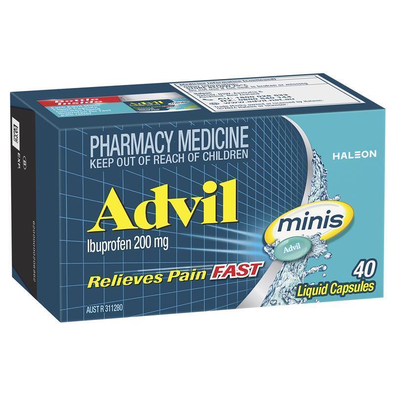 Advil Ibuprofen Pain Relief Liquid Mini 40 Capsules