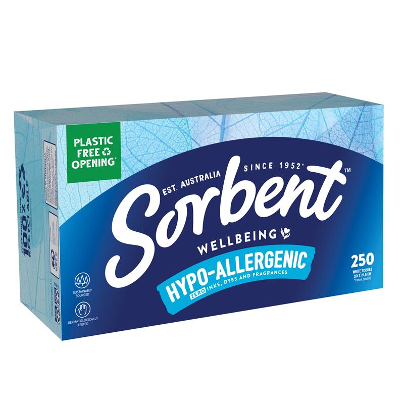 Sorbent Facial Tissues Soft White 250 Pack
