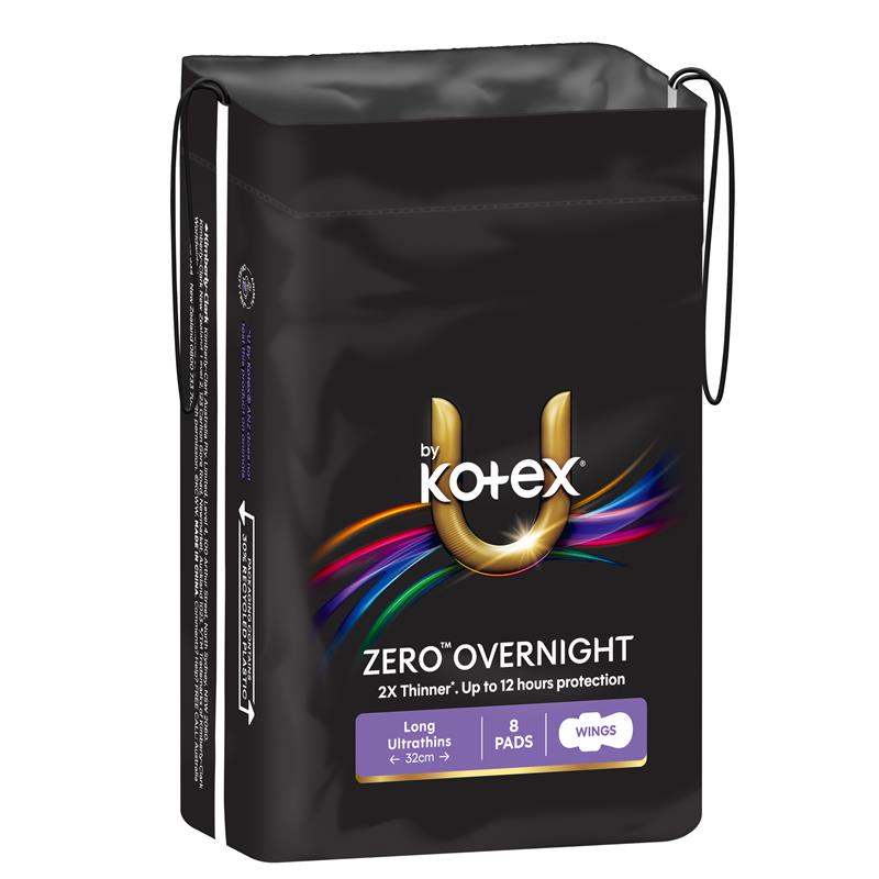 U by Kotex Zero Overnight Wing Pad 8 Pack