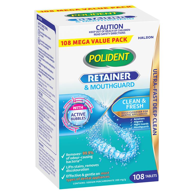 Polident Retainer and Mouthguard Cleanser 108 Tablets Exclusive Size