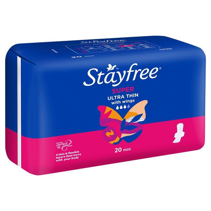 Stayfree Ultra Thin Super Sanitary Pads With Wings 20 Pack