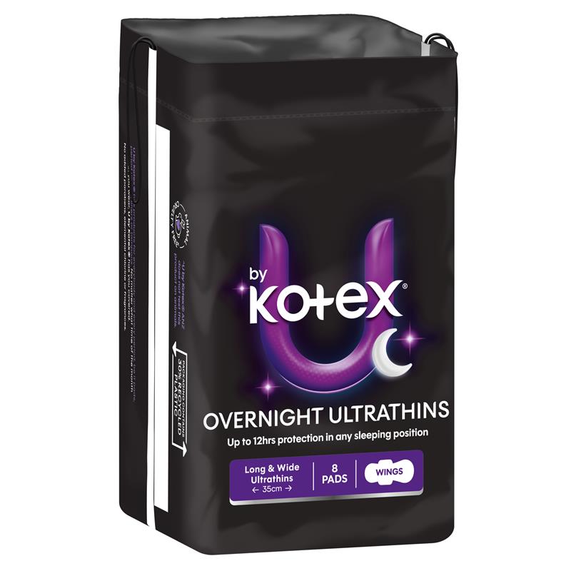 U by Kotex Ultra Thin Overnight Long Wing 8 Pack