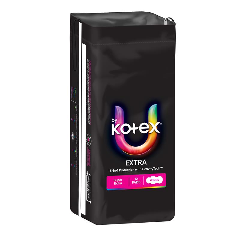 U by Kotex Extra Pads Super Wing 12 Pack
