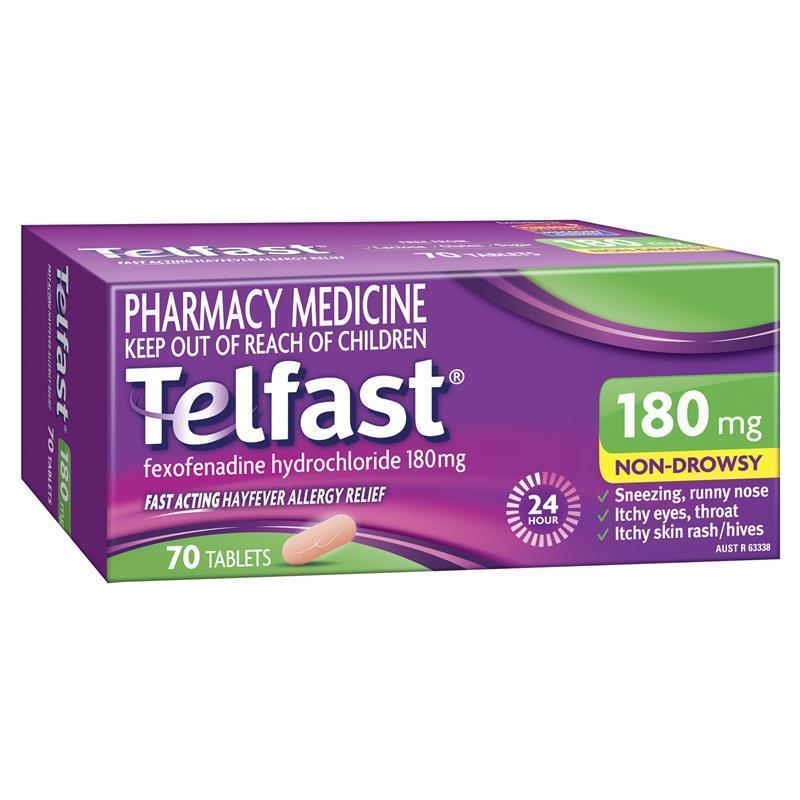 Telfast Hayfever Allergy Tablets 180mg 70 Pack