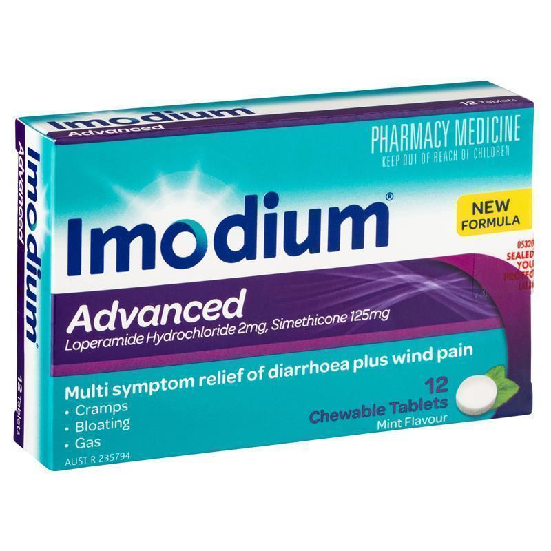 Imodium Advanced Diarrhoea Plus Wind Pain Chewable Tablets Mint Flavour 12 Pack