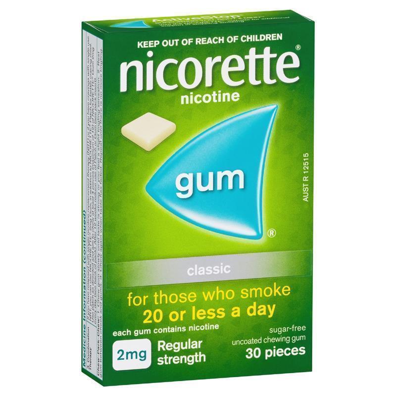 Nicorette Quit Smoking Regular Strength Nicotine Gum Classic 30 Pack