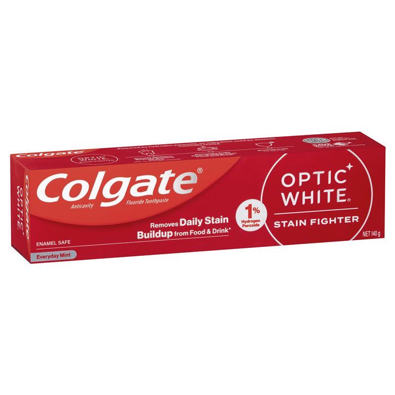Colgate Optic White Stain Fighter Teeth Whitening Toothpaste Sparkling White with Hydrogen Peroxide 140g