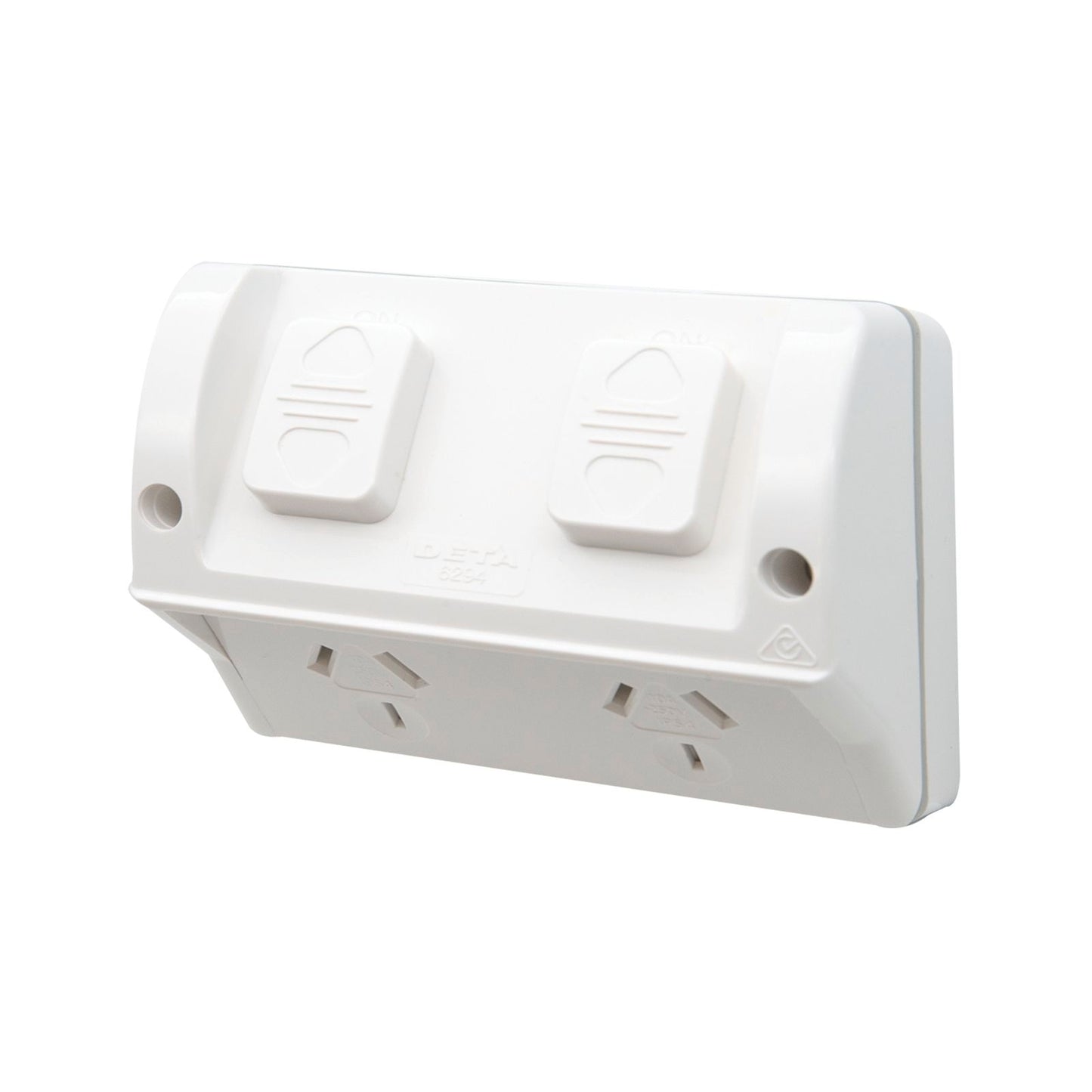Deta Outdoor Double Power Point - 85 x 55 x 115mm - White