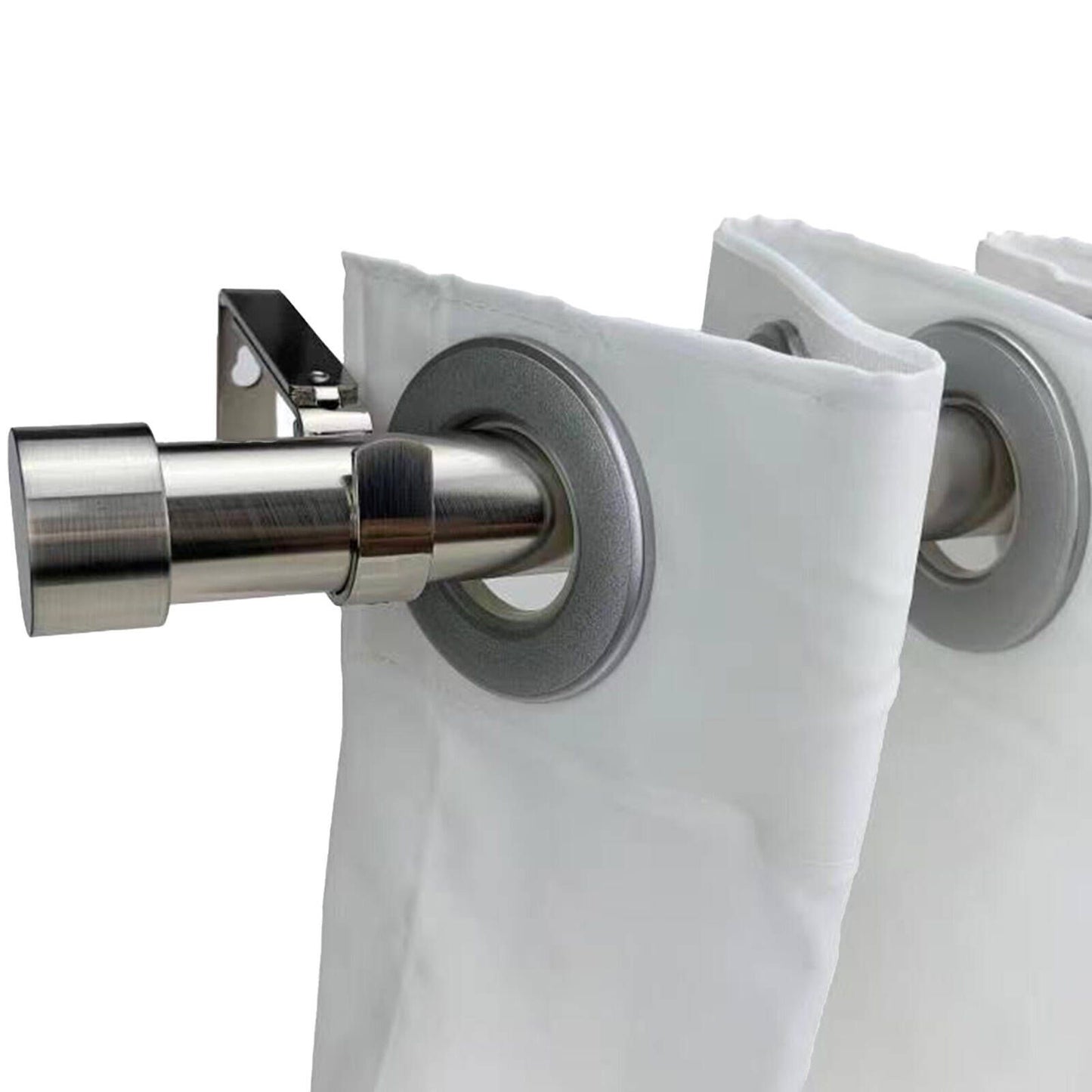 Pillar Curtain Rod Bracket - Brushed Chrome - 25mm & 32mm - 1 Pair