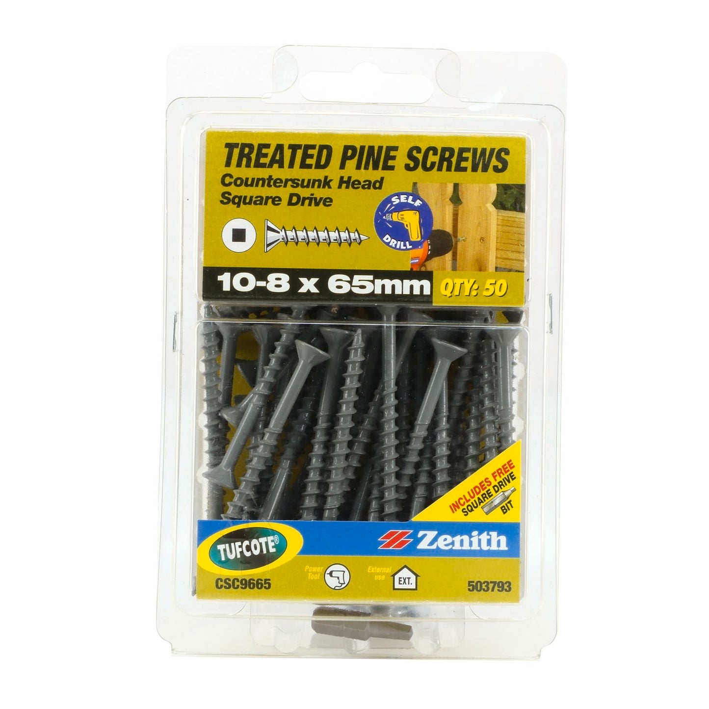 Zenith Treated Pine Screws - 8g x 65mm - 50 Pack