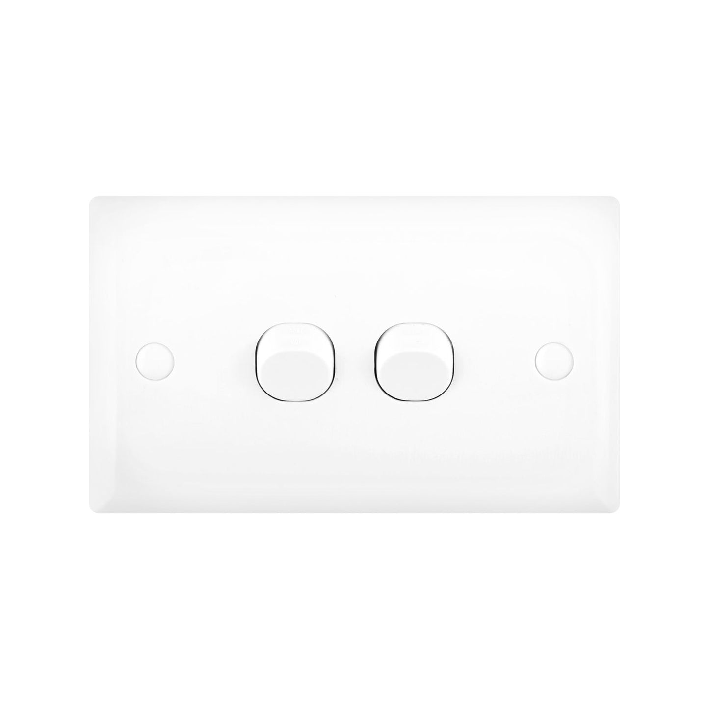 DETA White Solid Plate Double Switch - 2 Gang